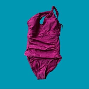 Shade & Shore Fuchsia One Piece Asymmetrical Swimwear